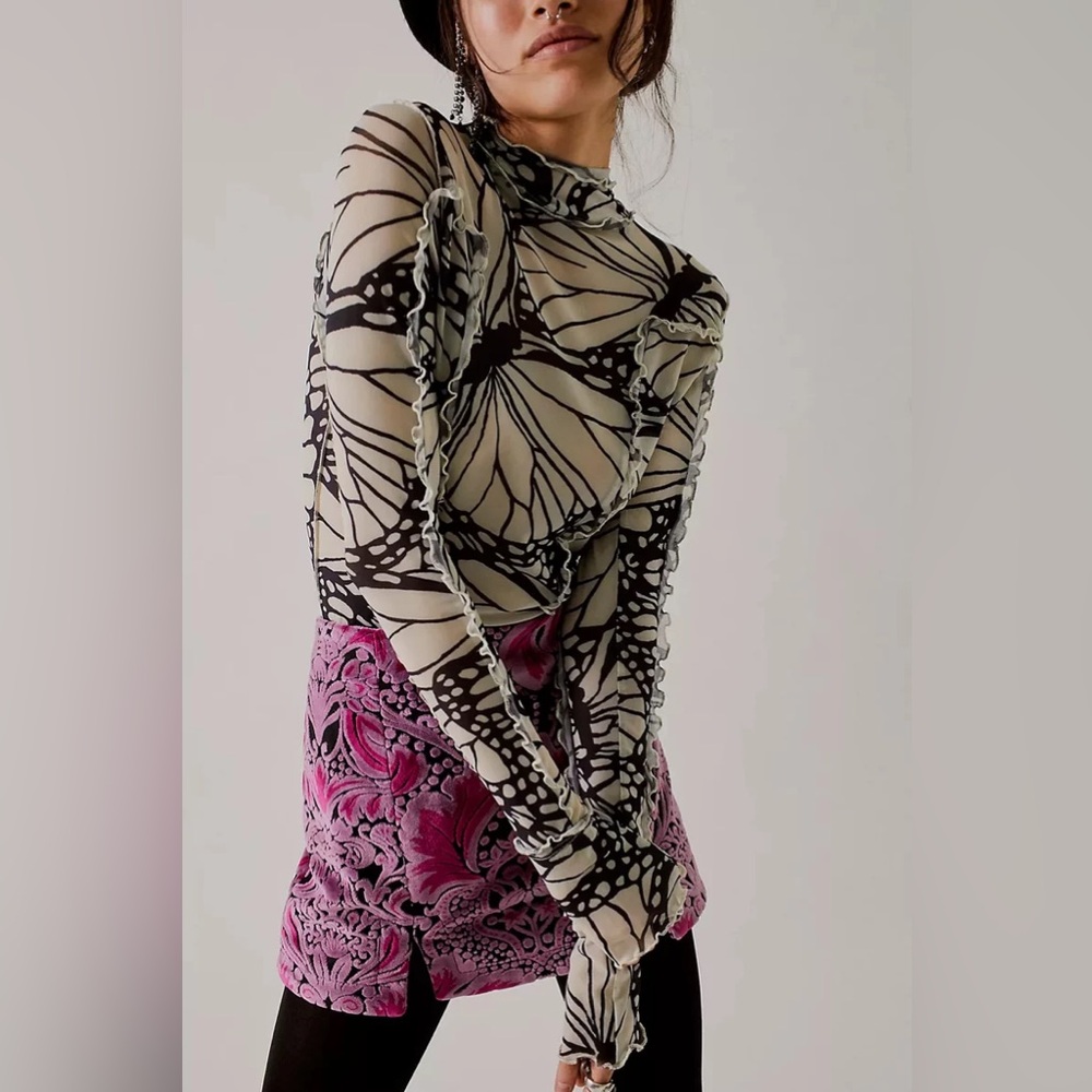 Anna Sui x Free People Mesh Butterfly Top NWT